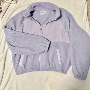 Blogilates Lavender cropped Fleece Zip-Up Jacket small oversized
